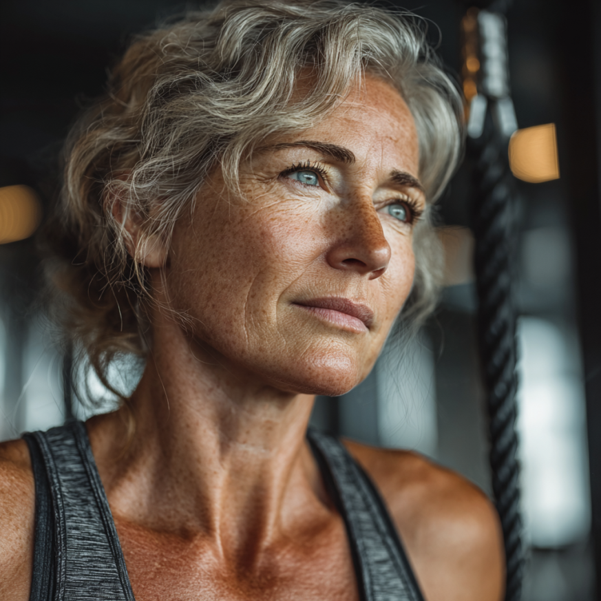 Персональний тренер працює з літньою людиною